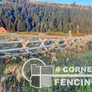 This is a large size, fully peeled, 4-rail, Jack Fence / Buck Fence with 20’ rails and jack posts set at 9.5’ centers. It is a really good horse fence that is wildlife friendly.